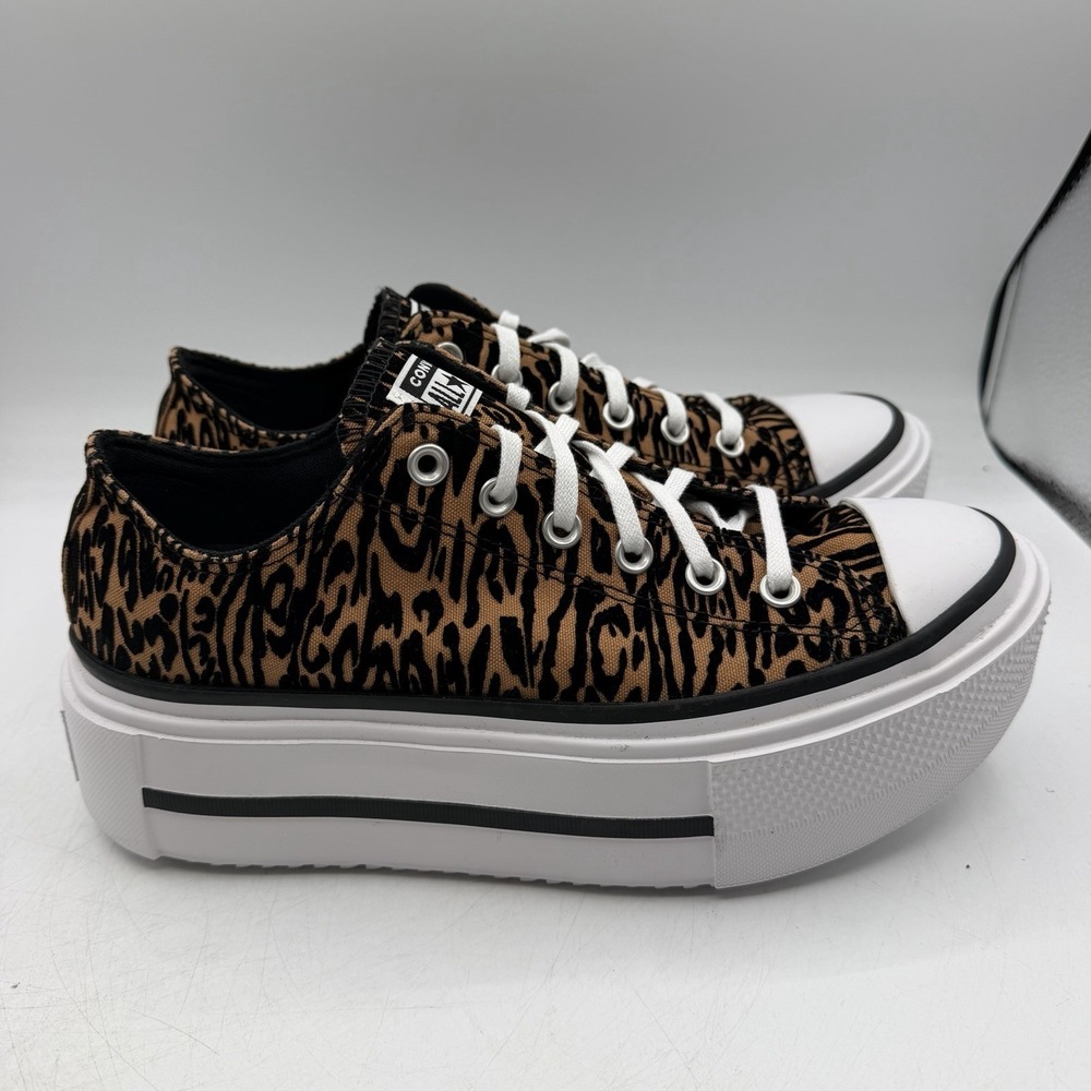 Converse Chuck Taylor Lift Double Stack Platform Shoes Womens Sz 9 Leopard Print